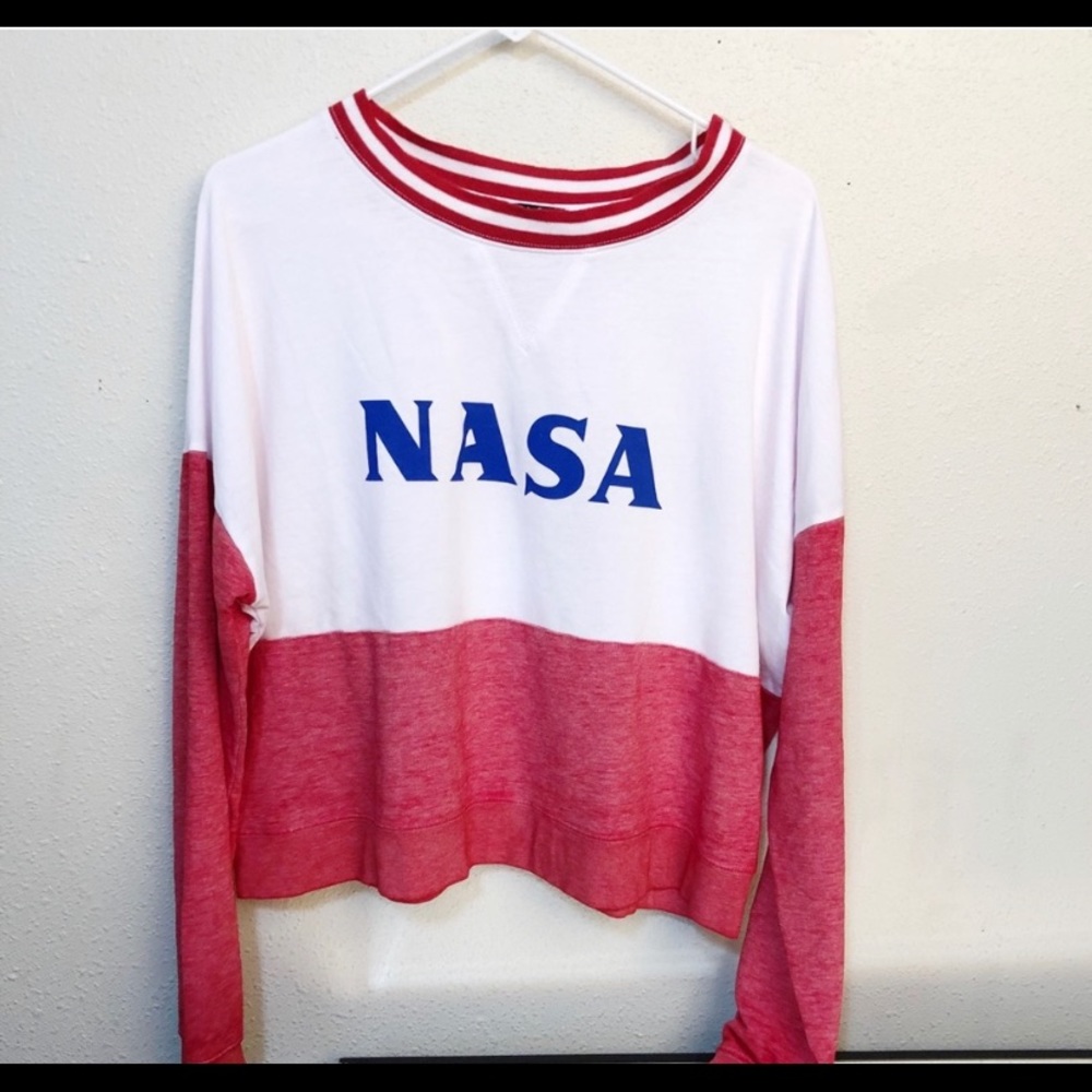 NASA Cropped Lightweight Sweatshirt Sz XL NWT